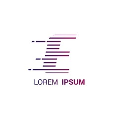 alphabet logo template with fast stripes lines purple gradient and hidden mesage