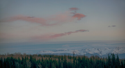 Fototapeta premium Evening Sky over the Coastal Mountains of northern BC Canada.