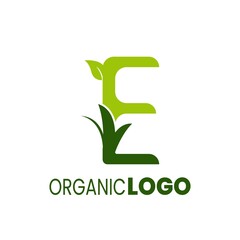 alphabet capital logo. Creative design concept green color with organic plant