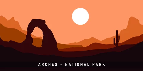 Fotobehang Arches National Park. Vector Illustration Background. © AUQSTHARY ATH