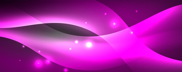 Shiny glowing neon wave, light lines abstract background. Magic energy and motion concept. Vector wallpaper template