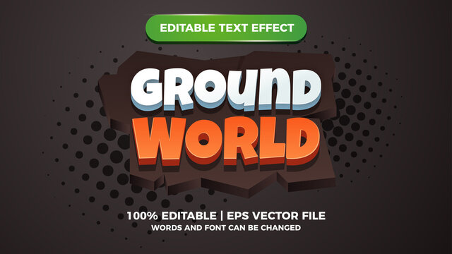 gorund world comic  editable text style effect illustrator. vector design template
