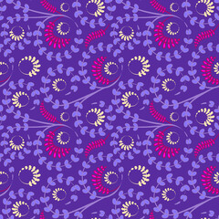 Seamless texture, pattern on a square background - flowers and leaves. Styling.