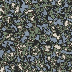 Seamless funky grungy pattern motif for print. High quality illustration. Non print of weird textured dabs of color on paper texture. For surface design printing or any sort.