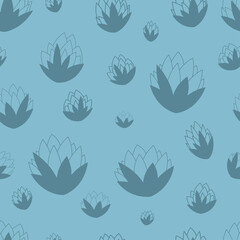 Fototapeta na wymiar Floral pattern seamless blue colors. Lotus flowers ornament vector for fabric and Wallpaper Seamless pattern of lotos 