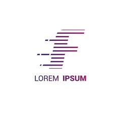 alphabet logo template with fast stripes lines purple gradient and hidden mesage