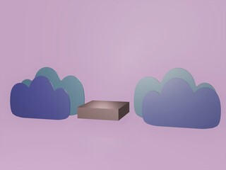 Pedestal with clouds 3D render for advertising, object/model showcase