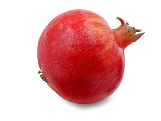 one whole pomegranate isolated on white background