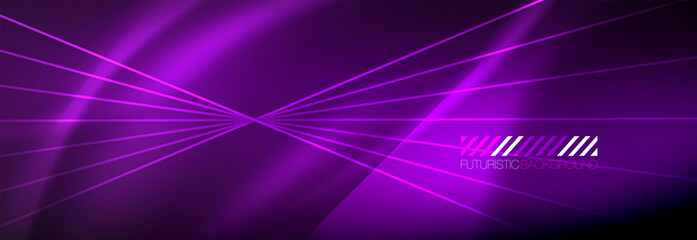 Obraz premium Neon dynamic beams vector abstract wallpaper background. Wallpaper background, design templates for business or technology presentations, internet posters or web brochure covers
