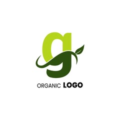 alphabet capital logo. Creative design concept green color with organic plant