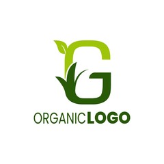 alphabet capital logo. Creative design concept green color with organic plant