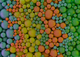 Many colorful plastic balls abstract background. 3D illustration