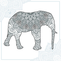 Elephant Mandala Vector Line Art Style