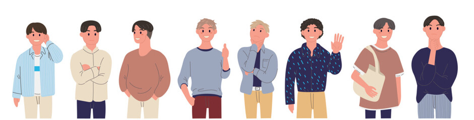 Fototapeta premium さまざまなポーズの男性のイラスト
