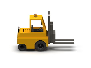 3d Lowpoly Icon Forklift Truck Loader Cartoon Style Isolated on White Background