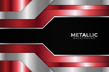 Futuristic Abstract Horizontal Overlapped Metallic Layer Red and White with Dark Background