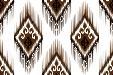 Ikat seamless pattern design Indian Aztec fabric boho geometric chevron texture vector illustrations fabric 