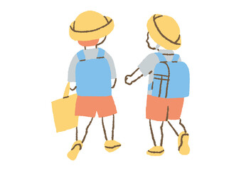 ランドセルを背負った小学生2人