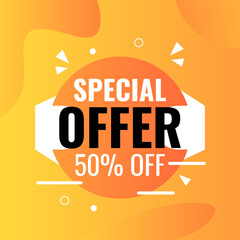 special offer sale banner design template with fluid gradient background