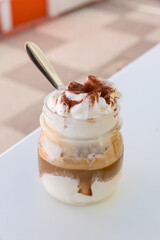 Coffee with ice cream and cream