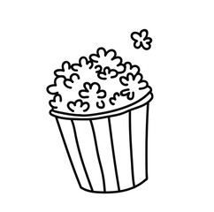 Striped paper popcorn boxes isolated on a white background. Popcorn icon. Vector on a white background.