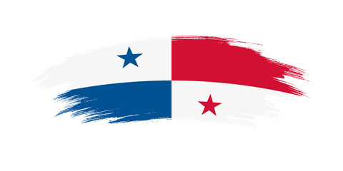 Artistic grunge brush flag of Panama isolated on white background