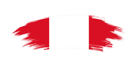 Artistic grunge brush flag of Peru isolated on white background