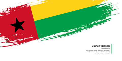 Creative hand drawing brush flag of Guinea-Bissau country for special independence day