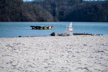 Empty sandy beach during the pandemic