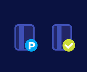 parking card icons, flat vector