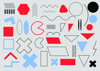 retro memphis style objects set for your designs. Vector illustration