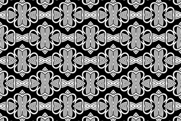 Black white geometric background. Ethnic Islamic, Moroccan, Arabic pattern. Figured decorative doodling style.Template for wallpaper, stained glass, presentations, textiles.