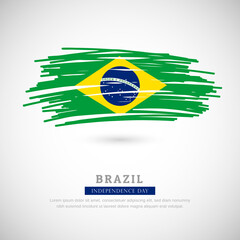 Brush flag of Brazil country. Happy independence day of Brazil with grungy flag background