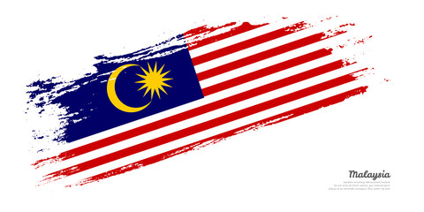 Hand painted brush flag of Malaysia country with stylish flag on white background
