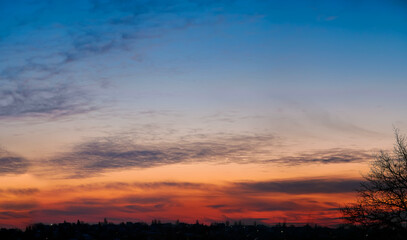 Fototapeta na wymiar high resolution replacement sky: sunset golden hour sky