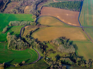 vue aérienne de la campagne française à Théméricourt dans le Val d'Oise en France