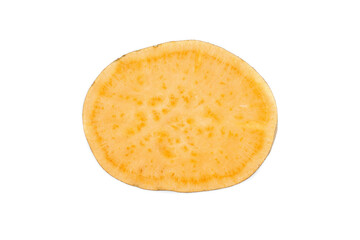 Sweet potato slice top view  isolated on white background