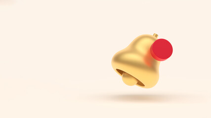 3d simple gold notification bell with red circle banner template isolated on pastel background. Hight quality 3D illustration.