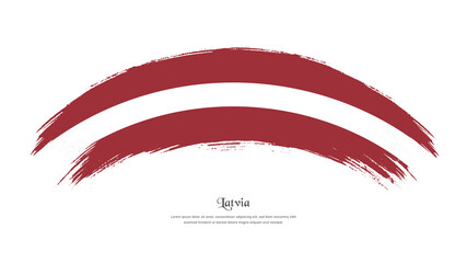 Flag of Latvia in grunge style stain brush with waving effect on isolated white background