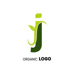 alphabet capital logo. Creative design concept green color with organic plant