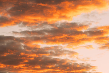 Naklejka na ściany i meble Sunrise Bright Dramatic Sky. Scenic Colorful Sky At Dawn. Sunset Sky Natural Abstract Background