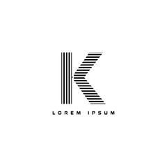 alphabet logo template with stripes lines black and white