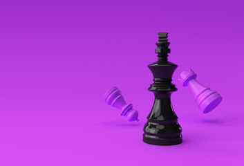 3D Render Realistic Chess king rook and pawns soldier illustration Design. © Redshinestudio