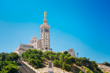 Marseille, France. Catholic Basilica of Our Lady of the Guard or Notre Dame De La Garde church at...