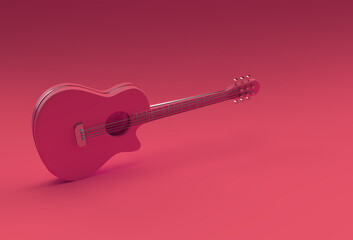 3D Render Acoustic Guitar 3d illustration Design.