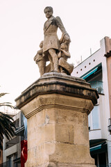 Fototapeta na wymiar Statue of Vicente Roca y Pi, III Baron of Marmellar, was a Spanish businessman and philanthropist in Badalona, Barcelona, Spain
