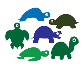 cute turtle logo collection, set of tortoise animal icon illustration