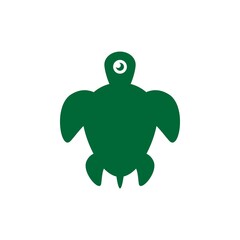 cute green turtle logo, tortoise animal icon illustration from above