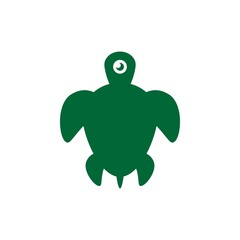 cute green turtle logo, tortoise animal icon illustration from above