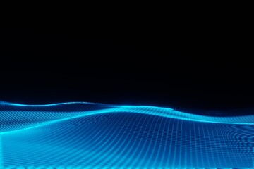 Futuristic glowing blue energy wave animation Digital 3d rendering